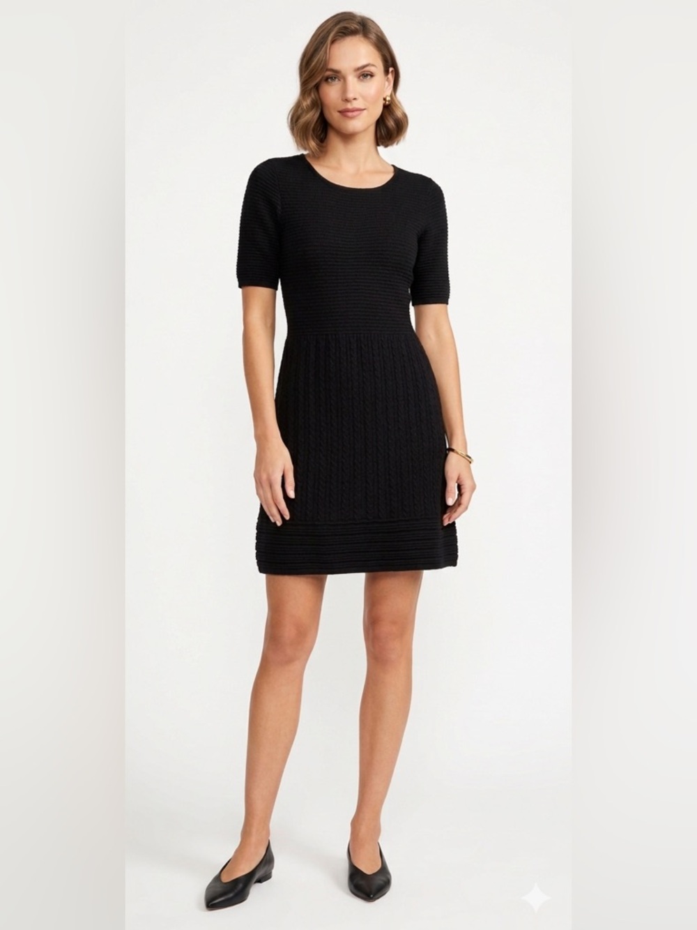 Cynthia Rowley Black Knit Wool Dress A-Line Size XS